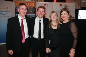 Conor Power (left) with fellow journalists (l-r) Pol O Conghaile, Deirdre Conroy and Madeleine Kean (all of the Irish Independent) at the 2015 Travel Writer of the Year Awards, where Conor Power received an award in the Short Breaks category